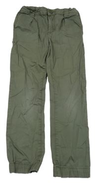 Khaki plátenné cuff chino nohavice
