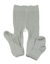 Světlešedo-bílé pruhované punčocháče 