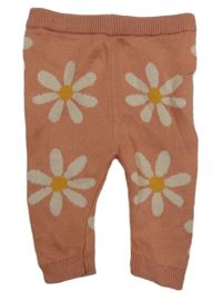 Růžové květované úpletové legíny F&F