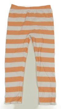 Bielo-korálové pruhované legíny Tu