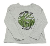 Světlešedé melírované triko s potiskem a nápisy Primark