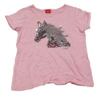 Růžové tričko s jednorožcem z flitrů S. Oliver