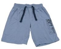 Šedomodré teplákové kraťasy s nápisom Pepperts