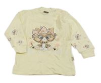 Smetanové triko s kočičkami 