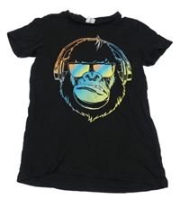 Čierne tričko s opicou Page one young