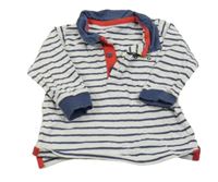 Bielo-tmavomodro-červené pruhované polo tričko s autom M&S