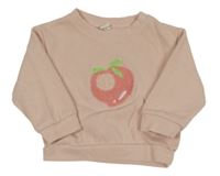 Ružová rebrovaná mikina s jahodou