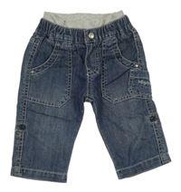 Šedomodré rifle s úpletovým pasom