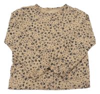 Béžovo-čierne tričko s leopardím vzorom H&M
