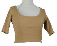 Dámske béžové rebrované crop tričko H&M