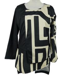 Dámska béžovo-čierna vzorovaná blúzka