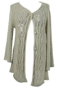 Dámský béžový háčkovaný propínací svetr Gerard 