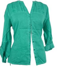 Dámska zelená blúzka s rolovacími rukávy Gina Benotti