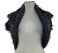 Dámske tmavosivé trblietavé chlpaté svetrové bolerko