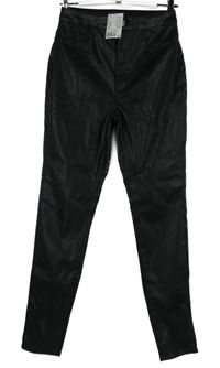 Nové - Dámské černé koženkové skinny kalhoty H&M