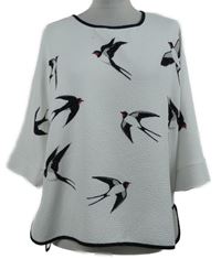 Dámské bílé strukturované triko s vlaštovkami vel. 54