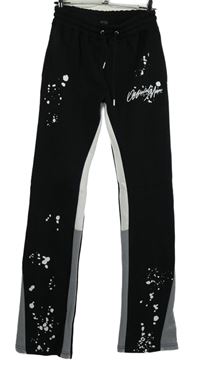 Pánske čierno-sivé tepláky s potlačou Boohoo