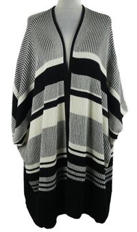 Dámsky čierno-biely pruhovaný svetrový cardigán H&M