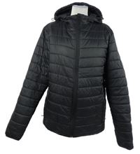 Pánská černá šusťáková prošívaná zateplená bunda s kapucí 