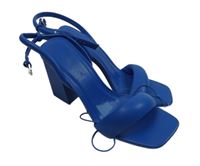 Dámské modré koženkové sandály na podpatku Primark vel. 39