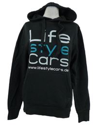 Pánská černá mikina s nápisem a kapucí C&A