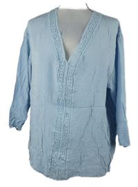 Dámska svetlomodrá vzorovaná blúzka s čipkou Shein