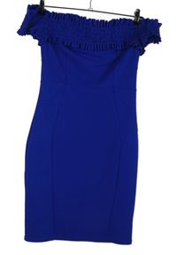 Dámske zafírové púzdrové šaty s odhalenými rameny Lipsy