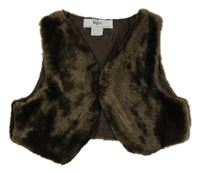 Hnedá kožušinová crop vesta Bonprix