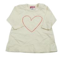 Smotanové bavlnené šaty so srdiečkom