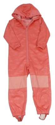 Lososová softshellová kombinéza s mráčikmi a kapucňou Lupilu