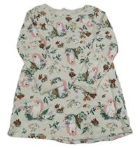 Svetlobéžové melírované teplákové šaty so zvieratkami H&M