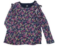 Tmavomodré květinové triko F&F