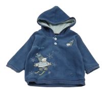 Tmavomodrá fleecová mikina s oslíkem a kapucňou