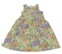 Modré kvetinové bavlnené šaty s motýlikmi H&M