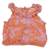 Oranžovo-fialový kvetovaný top s volány M&S
