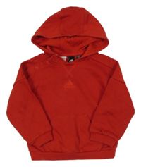 Červená mikina s logem a kapucí Adidas