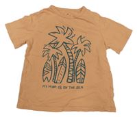 Marhuľové tričko s palmami H&M