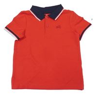 Červené polo tričko s traktorem a tmavomodrým límečkem C&A