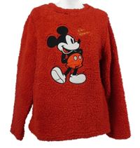Dámska červená huňatá mikina s Mickeym Disney