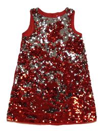 Červeno-strieborné flitrové šaty H&M