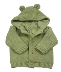 Khaki propínací podšitý svetr s kapucí M&S