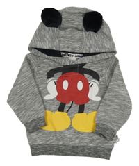 Sivá melírovaná mikina s Mickeym a kapucňou C&A