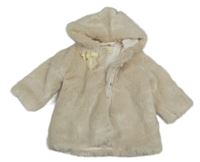 Světlebéžový kožešinový podšitý kabátek s kapucňou Next