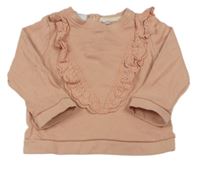 Ružová mikina s volániky s madeirou Manguun