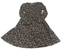 Černo-starorůžové květované šaty 