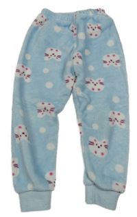 Svetlomodré chlpaté pyžamové nohavice s mačkami