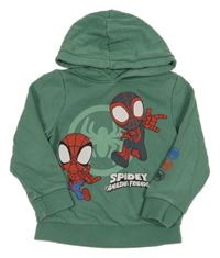 Zelená mikina so Spidermanem a kapucňou Marvel