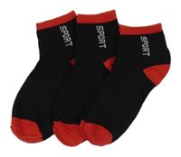 Nové - 3x Čierno-červené ponožky s nápisem vel.31-33