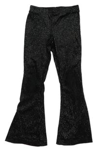 Čierne zamatové trblietavé flare nohavice
