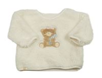 Smotanová chlpatá mikina s medvedíkom Nutmeg